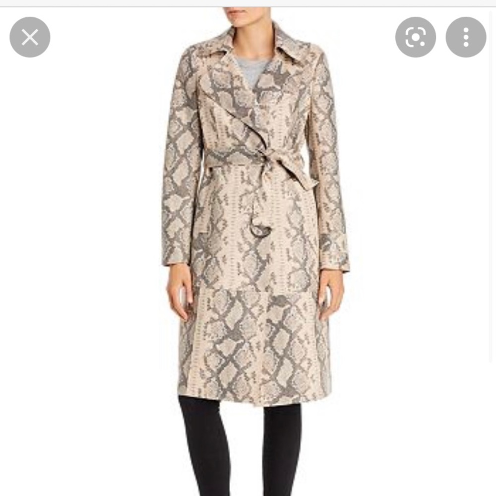 Sunset & Spring faux leather snake skin print trench coat jacket. Size Small
